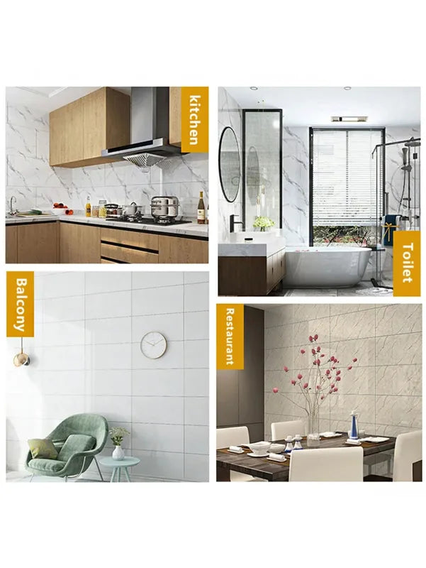 Self-Adhesive Marble Tile Stickers - Waterproof PVC Peel-and-Stick Wall & Floor Tiles