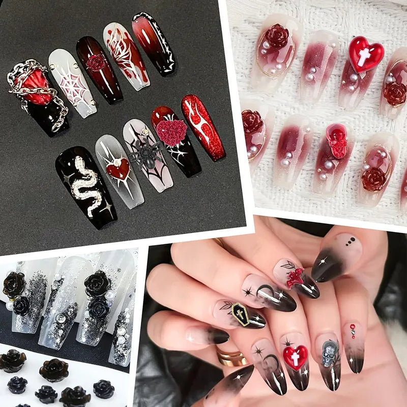 50pcs Halloween Nail Art Charms Resin Multi Shapes Spider Skull Ghost Acrylic Decorations