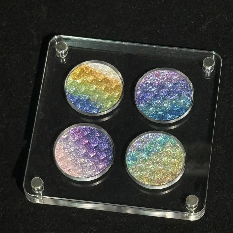 Colorful Gradient Chameleon Eyeshadow Palette with Detachable Glitter Slots - 4 Colors, 1.2g Each