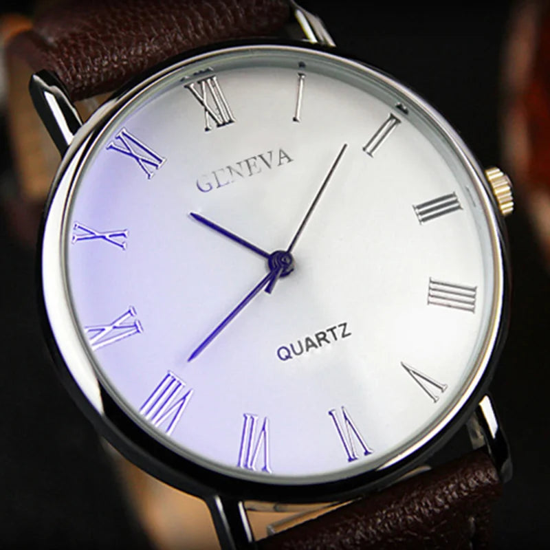 Minimalist Men's Quartz Wrist Watch with Leather Strap - Business & Casual Style