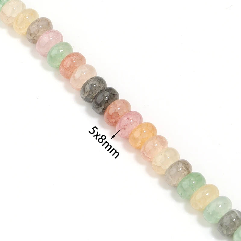 75pcs Colorful Glass Beads Crackled Abacus Spacer Beads for Jewelry Making