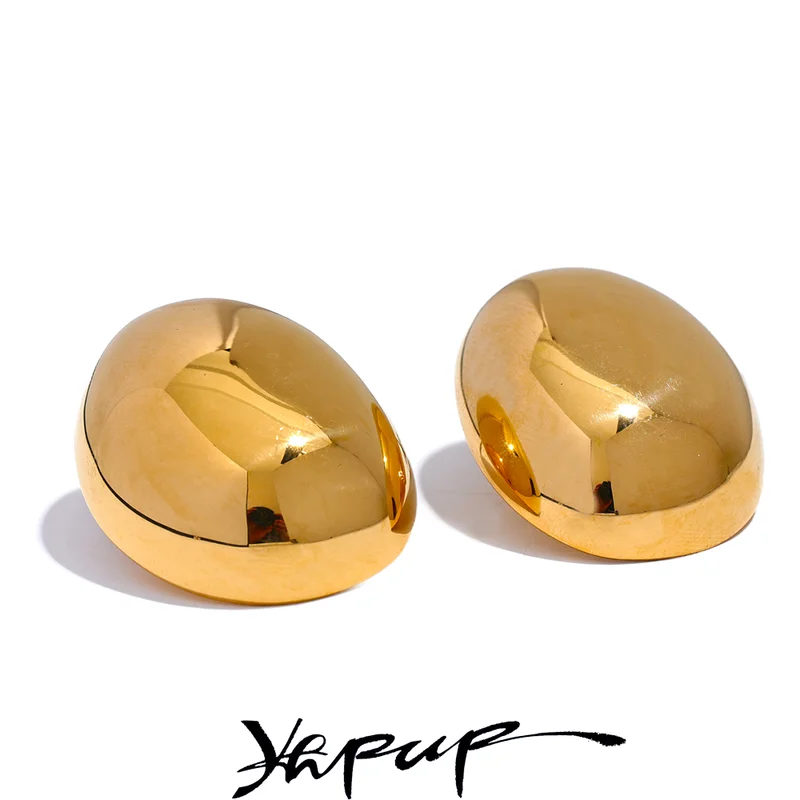Trendy Irregular Round Stainless Steel Stud Earrings - Simple Statement Jewelry
