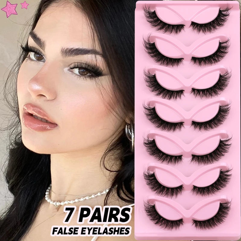 False Eyelashes Cat Eye Fluffy Natural Look Winged Effect Cruelty-Free Faux Mink