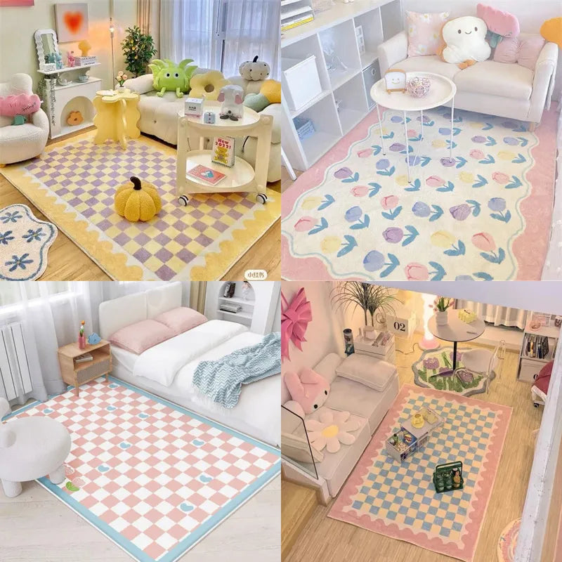 Girl Pink Imitation Cashmere Rug - Plush Bedroom & Living Room Decor