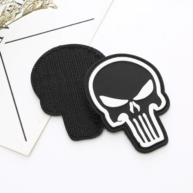 Luminous Skeleton Head Patch with Hook Backing for Tactical Backpack & Gear