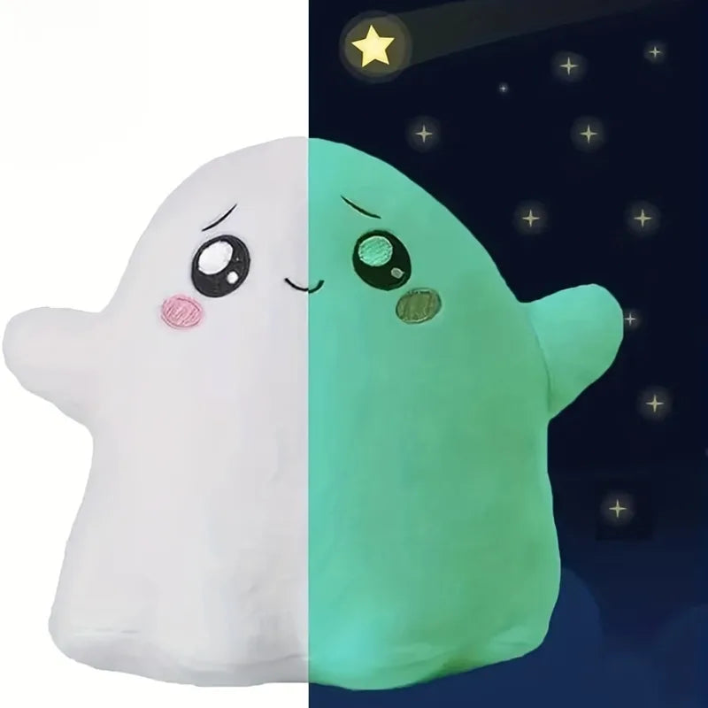 Glow in The Dark Plush Ghost Toy - Super Soft Cartoon Ghosty Doll for Kids & Halloween Gift