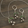 Vintage Lily of The Valley Floral Drop Earrings for Women - Dangle Flower Leaf Jewelry