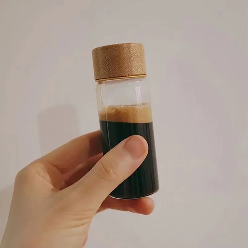 Mini Glass Spice Jars with Wooden Lid Set - Food Grade Sealed Bottles