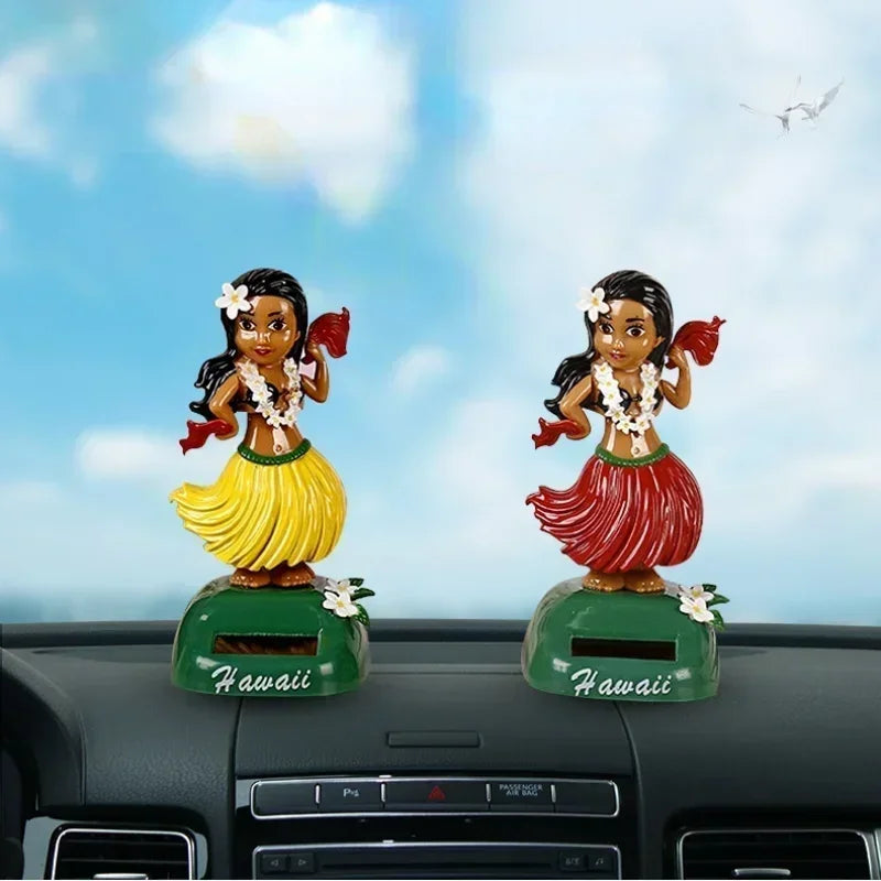 Solar Hula Girl Dancing Toy for Car Dashboard Decor - Hawaii Style Shaking Head Ornament