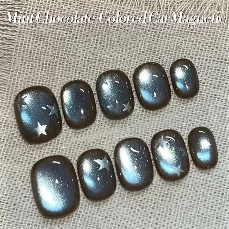 12-Piece Long Night Blue Light Magnet Cat Eye Gel Nail Polish Set - Nail Art Supplies