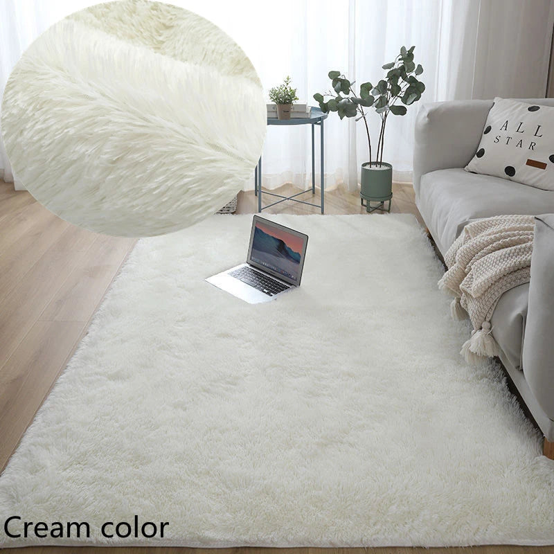 Fluffy White Carpet for Living Room Bedroom & Kids Room Non-Slip Large Rug