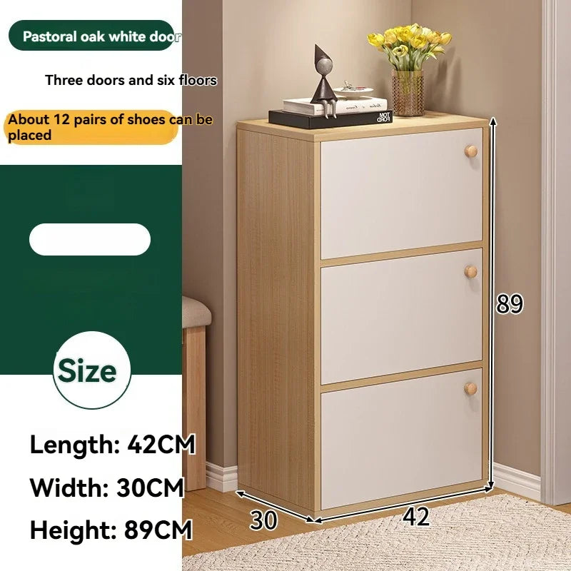 Narrow Space-Saving Shoe Rack with Large Capacity Corner Shoe Cabinet for Entryway