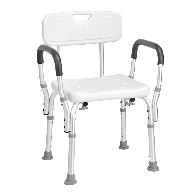 Adjustable Shower Chair with Backrest - Non-Slip Bathtub Seat for Elderly & Disabled, 350 LBS Capacity