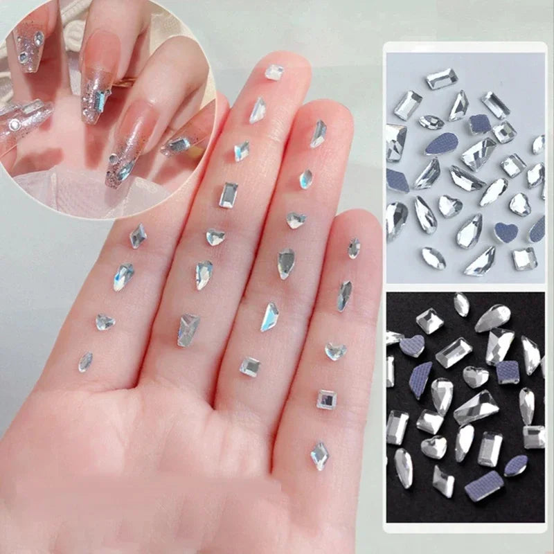 Crystal White Nail Art Rhinestones Flatback Gems for 3D Decoration - 50/200PCS