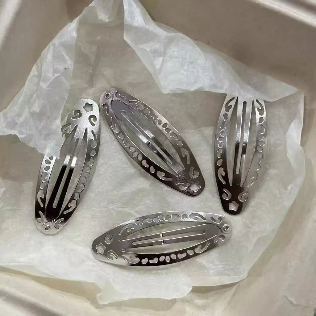 Women's Metal Hair Clips Set of 4 - Fashionable BB Edge Clips for Daily Use