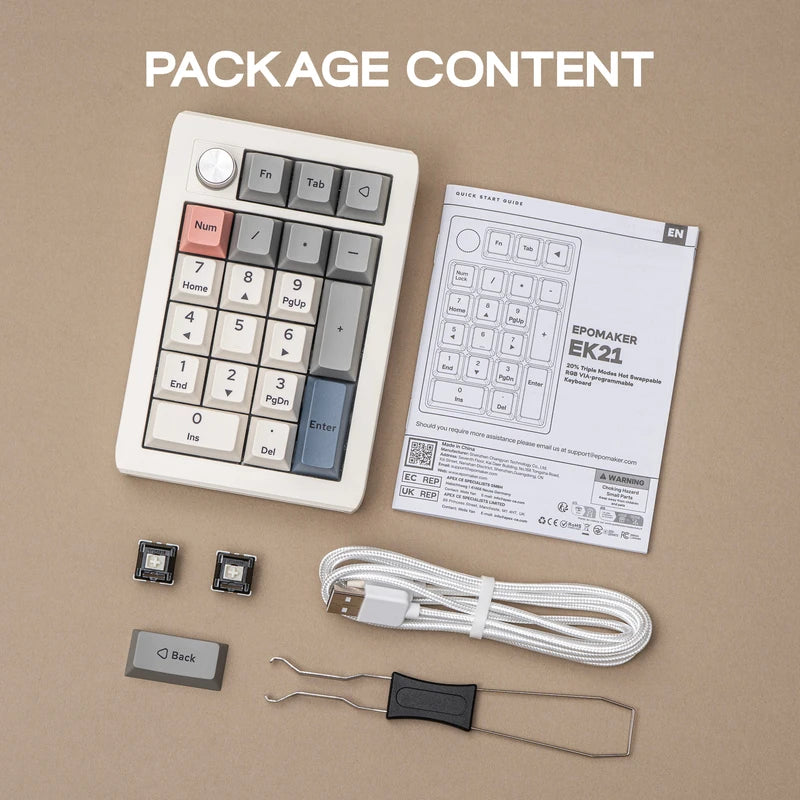 Wireless Numeric Keypad with Aluminum Alloy Knob, RGB Backlit, 20 Keys, Bluetooth & Wired