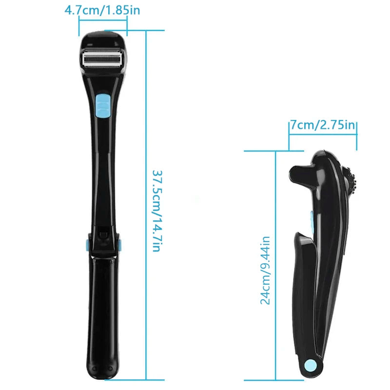 Electric Back Hair Shaver Cordless Foldable Body Razor Pain-Free Hair Removal