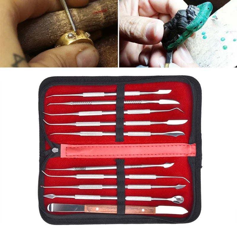 Stainless Steel Wax Carving Tool Set - 10-Piece Sculpting Kit with Storage Case