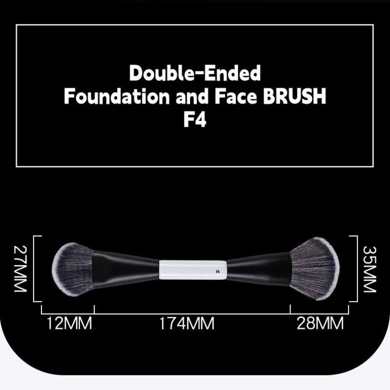 Dual-Ended Makeup Brush Set for Blush Contour and Highlight - Synthetic Hair