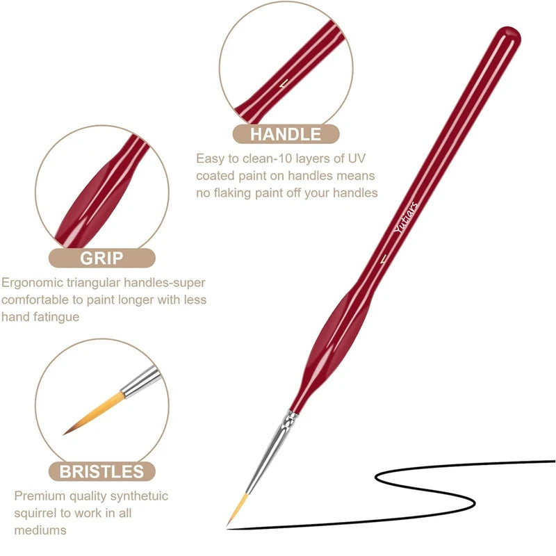 Miniature Paint Brush Set for Acrylic Watercolor Oil Face Nail Art - 11Pcs