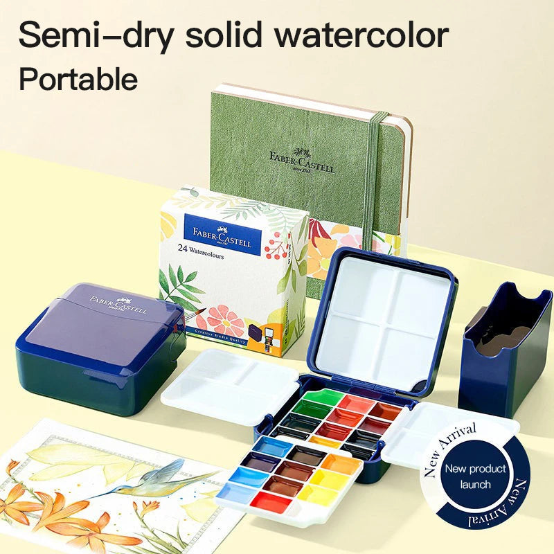 Watercolor Paint Set 24 Colors Travel Pocket Kit for Outdoor Painting