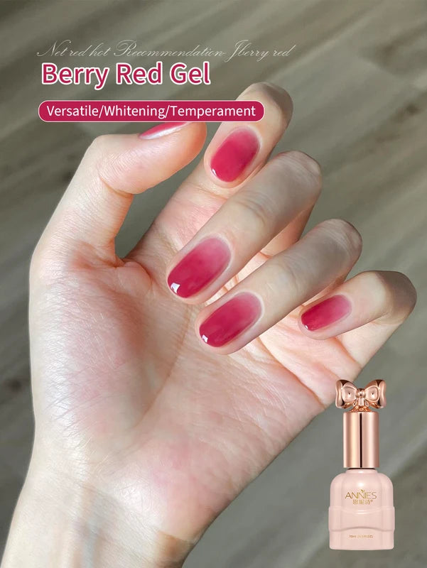 Berry Red Gel Nail Polish 10ml - Durable White Raspberry Varnish for Salon & Home Use