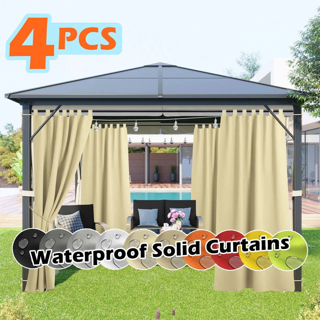 Outdoor Waterproof UV-Resistant Curtain Panels for Porch Pergola Gazebo