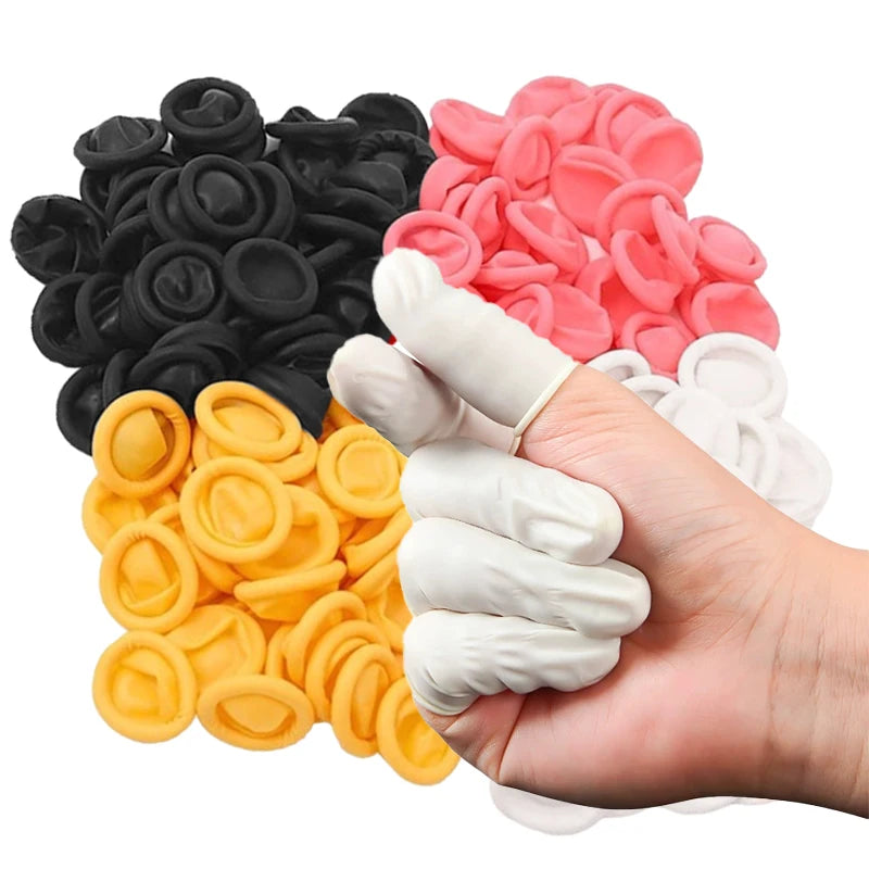 Disposable Latex Finger Cot Pack for Beauty Hairdressing Massage Tattoo - Multi-Color