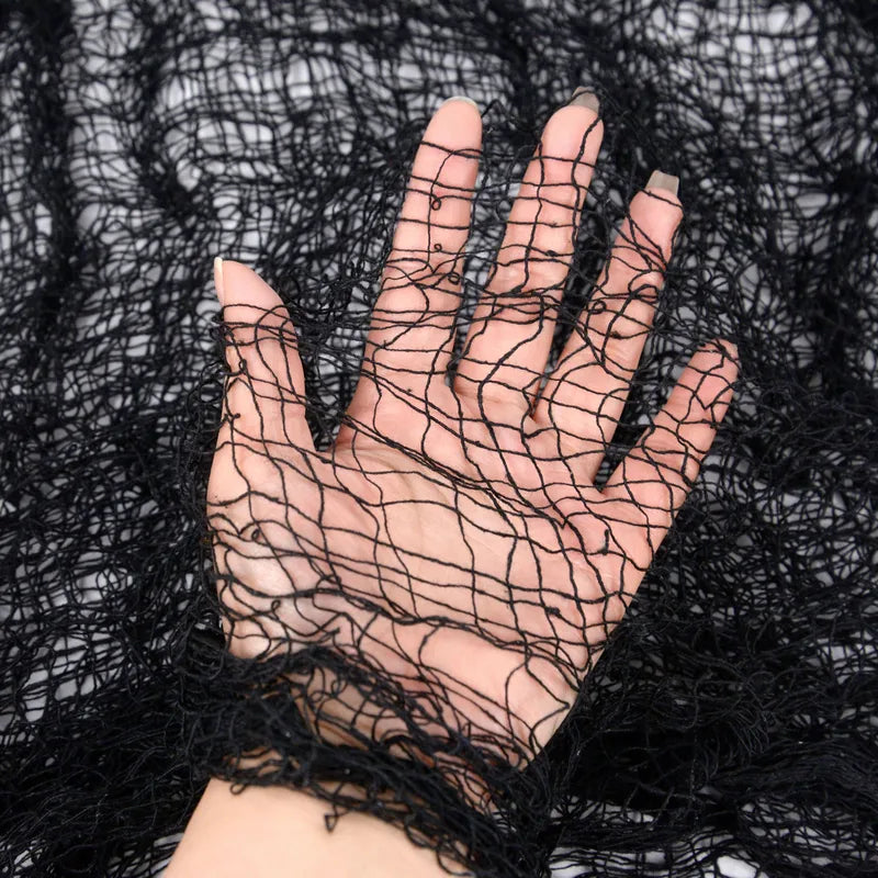 Halloween Spider Web Decorations - Black Gauze for Haunted House & Party Scenes