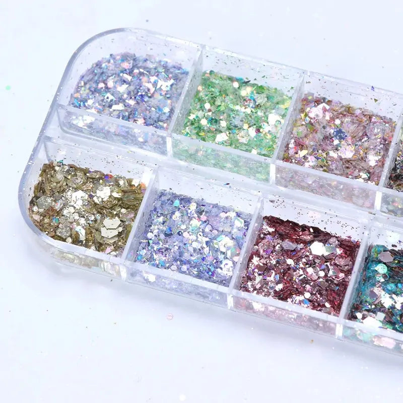 Iridescent Hexagon Nail Glitter Sequins for Nail Art, Holographic Flakes, 10g