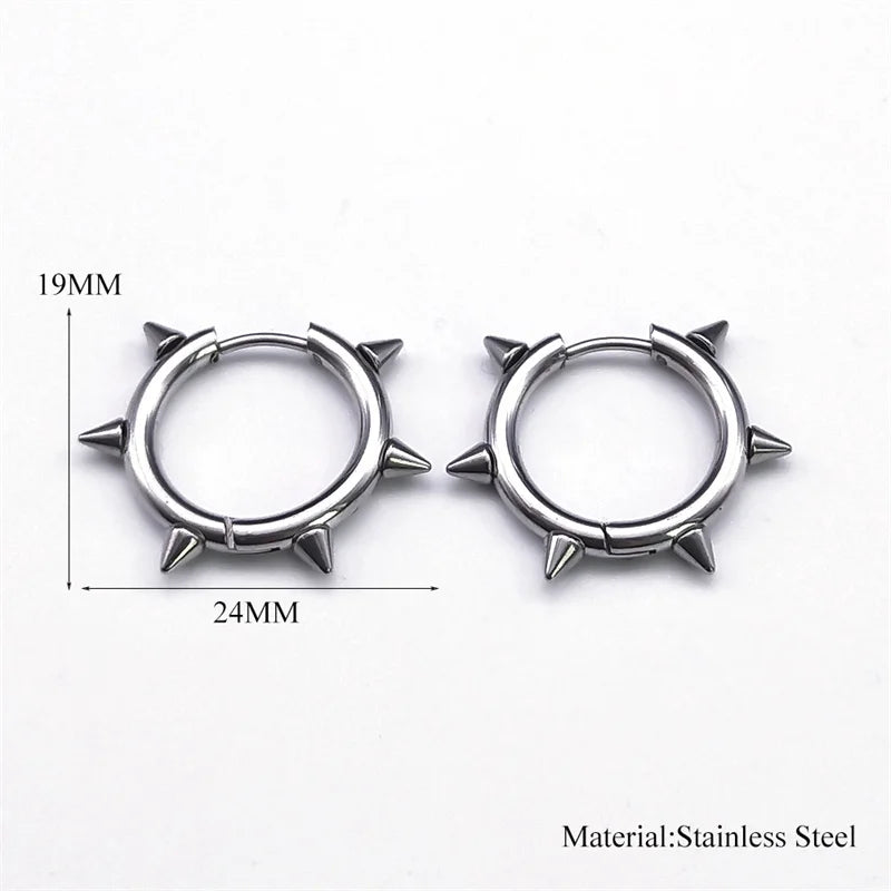 Unisex Punk Spike Rivet Hoop Earrings - Gothic Gothic Gothic Style Jewelry