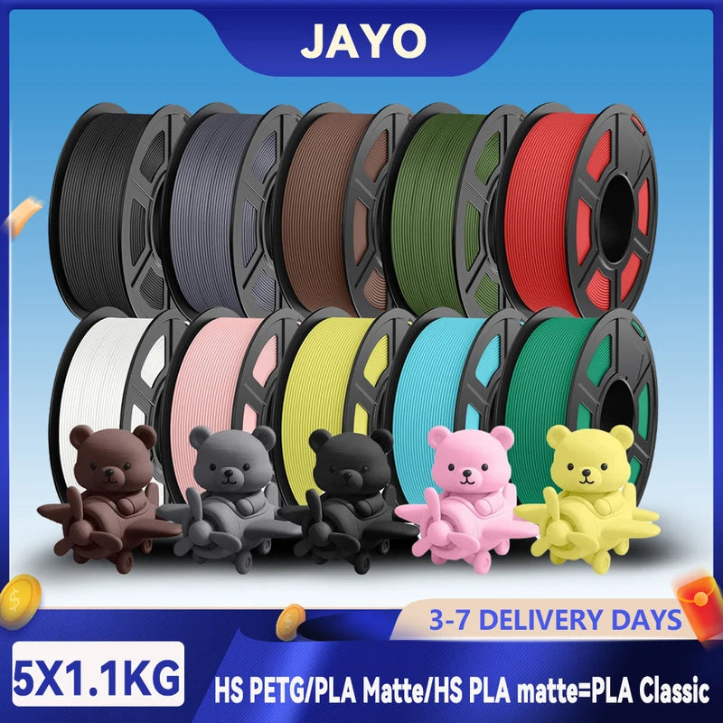 High-Quality 3D Printer Filament Set 1.75mm Matte PLA & PETG Multiple Colors