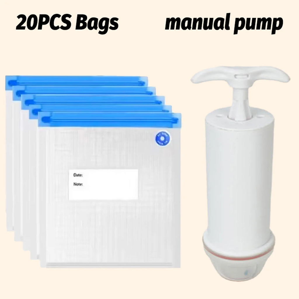 Reusable Vacuum Sealed Food Storage Bags for Microwave, Freezer, and Kitchen Use - Eco-Friendly & Tear Resistant