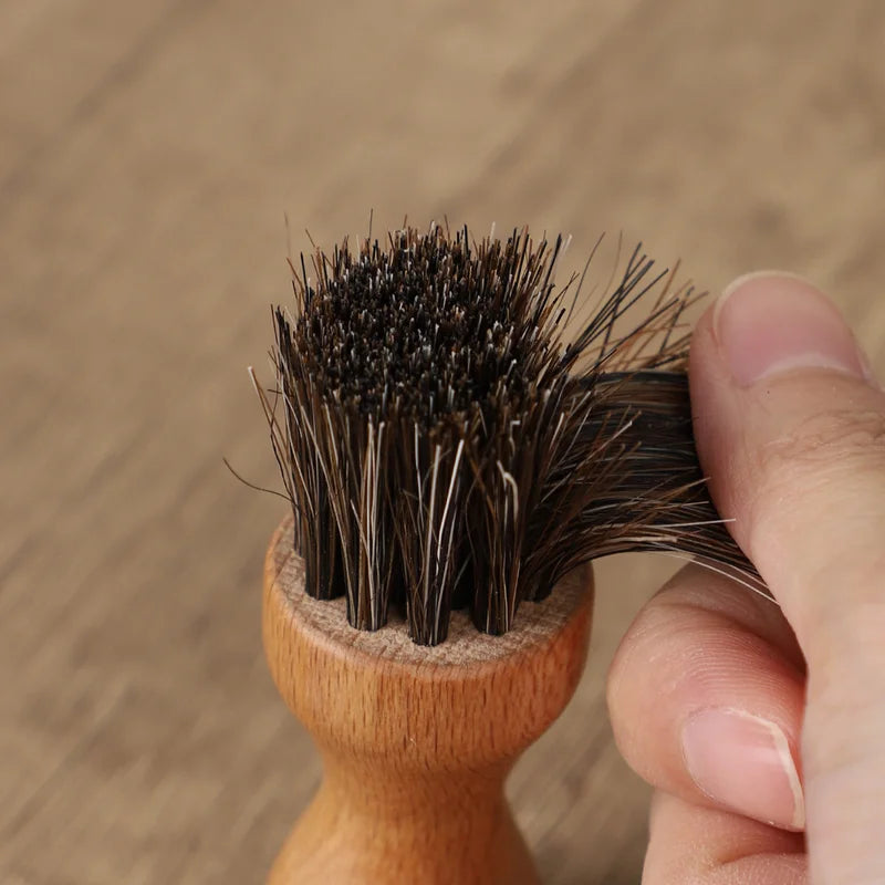 Mini Horse Hair Oiling & Shoe Brush - Beech Small Fur Leather Care Tool