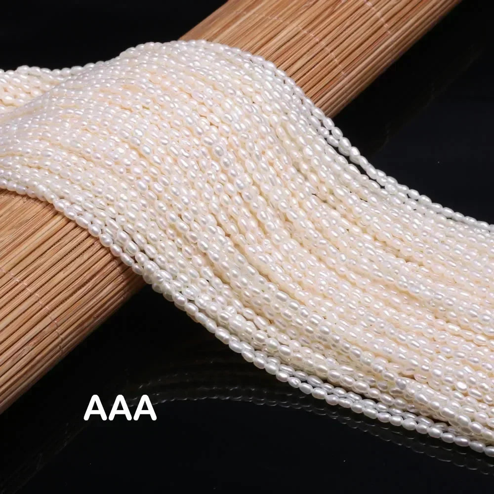 Natural Freshwater Pearl Beads Rice Shape Loose Jewelry Making Beads