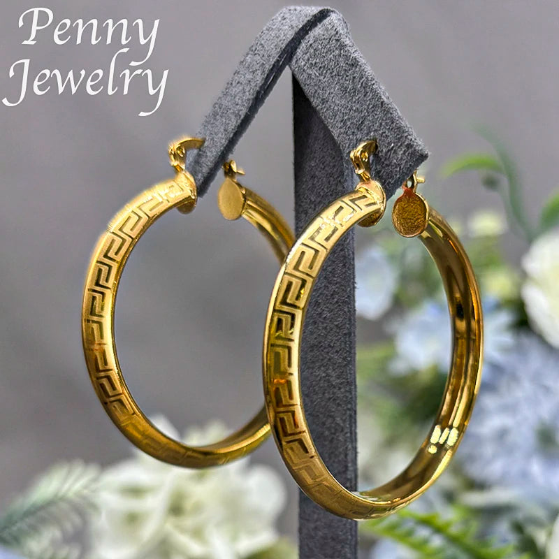 18K Gold Plated Hoop Earrings for Women Copper Circle Jewelry Gift