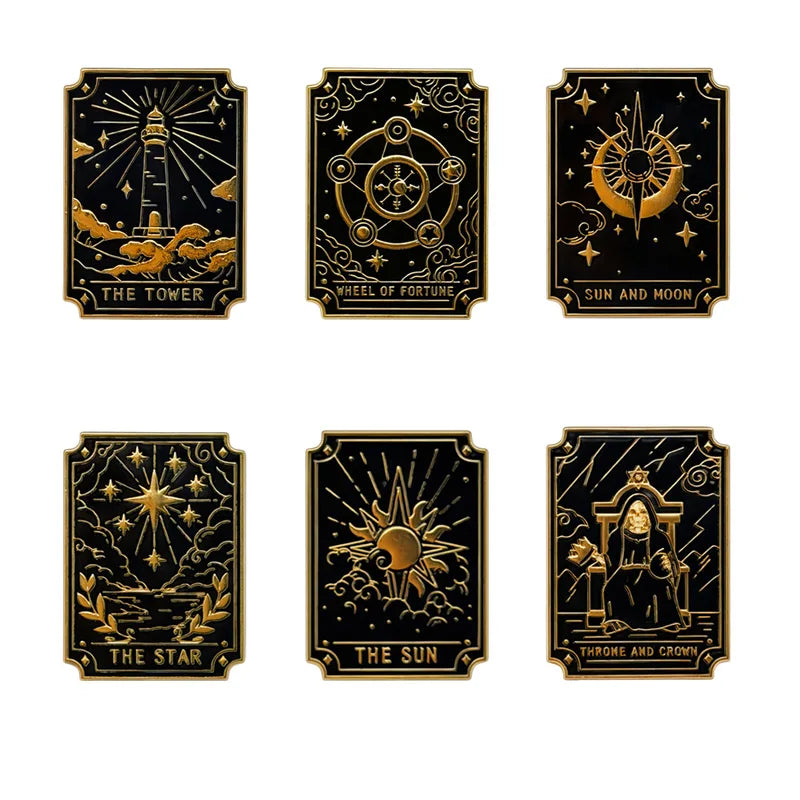 Tarot Constellation Metal Brooch Decorative Badge for Backpack & Clothing