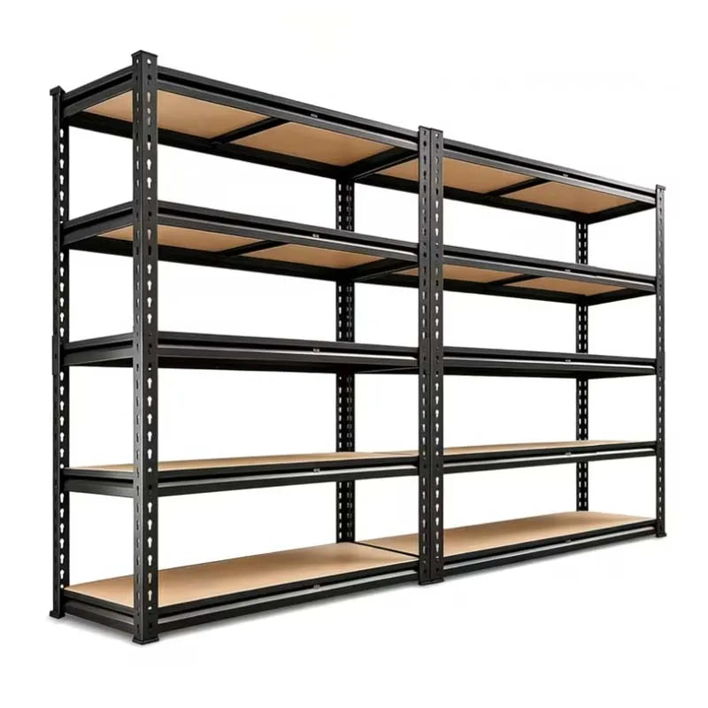 Heavy Duty 5-Tier Garage Shelving Unit - Space-Saving Metal Storage Rack with MDF Boards