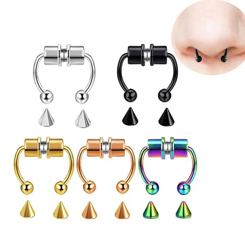 Magnetic Fake Nose Piercing Jewelry Hoop Septum Lip Body Faux Piercing