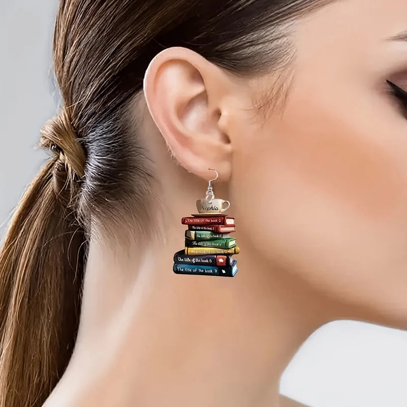 School Back-to-Season Acrylic Earrings with Book Design for Girls - All Match Literary Style