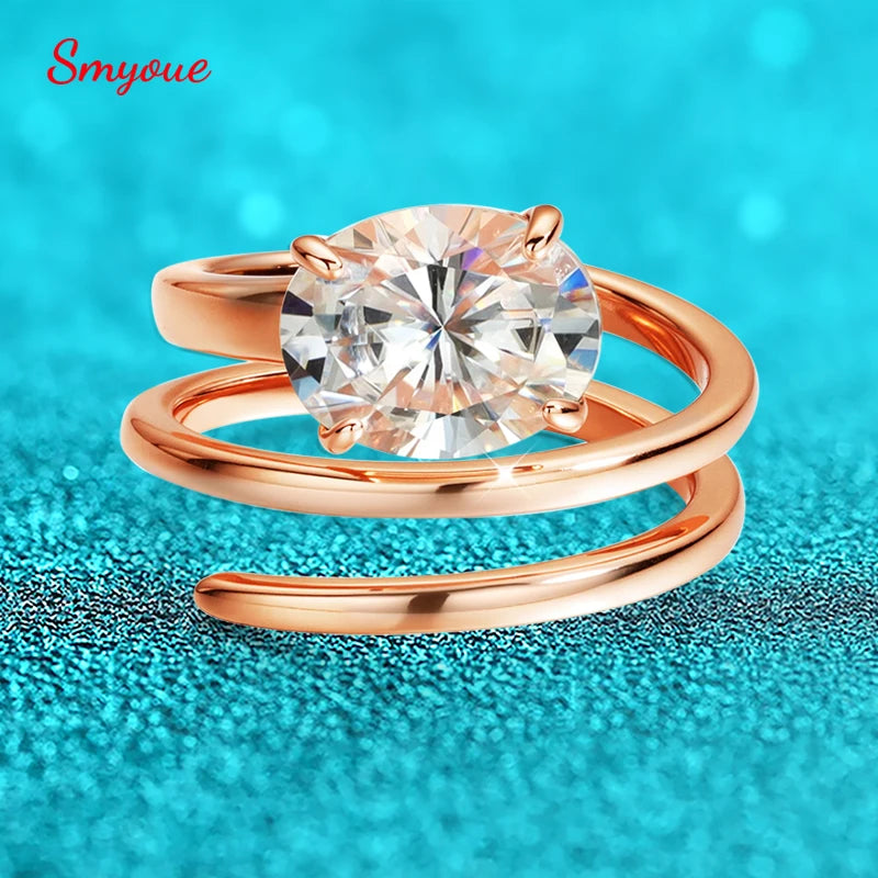 Sterling Silver Moissanite Wedding Ring 1-3CT Lab Diamond Band for Women