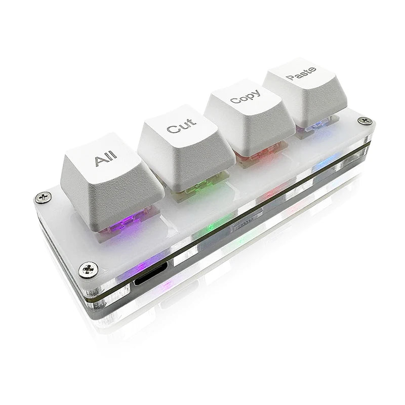 Mini Macro Pad 4-Key Keyboard RGB Mechanical Shortcut Keyboard for Gaming and Workflow