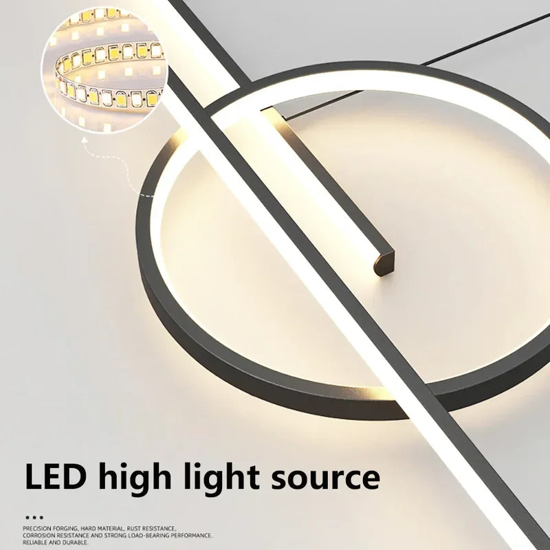 Dimmable LED Pendant Light for Living Room Kitchen Bar Hotel 110cm Black/White