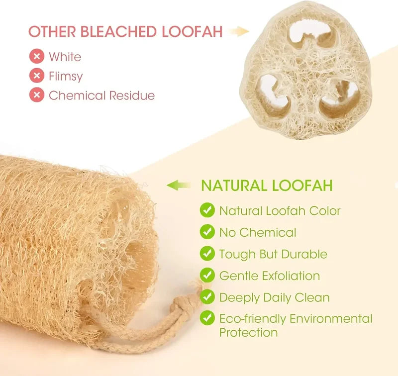 Natural Organic Loofah Sponge - Exfoliating Shower Body Scrubber 30-40cm