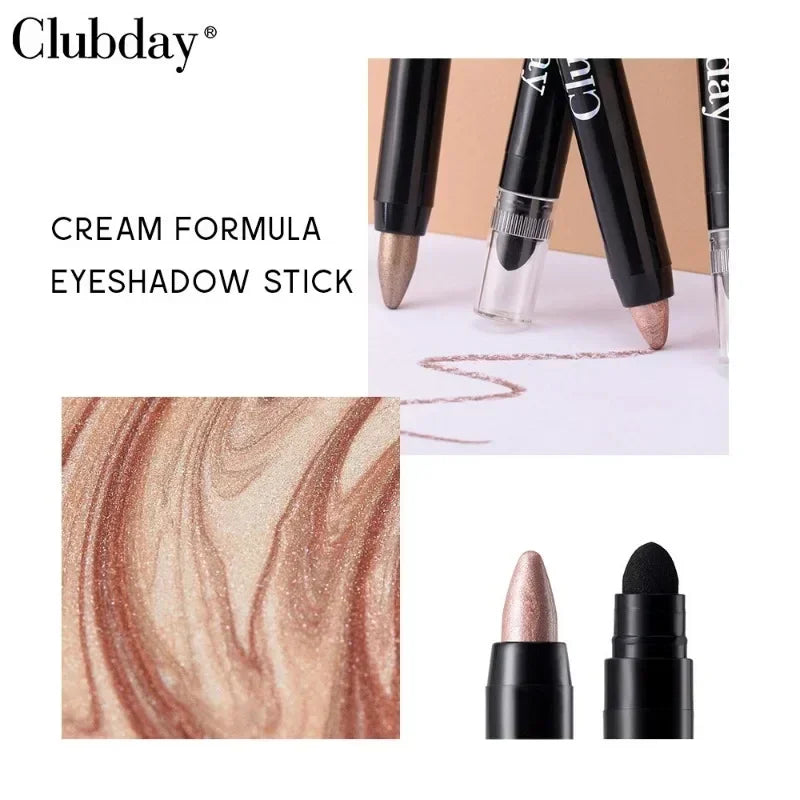 Double Ended Eyeshadow Stick with Sponge Brush - Water-Resistant Cream Makeup Pencil