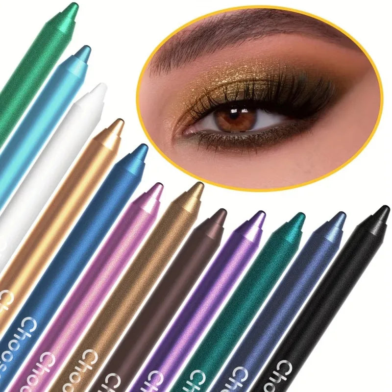 Waterproof Eyeliner Pen Set with Shimmering Effects - 12 Colors, Long-Lasting & Easy to Apply