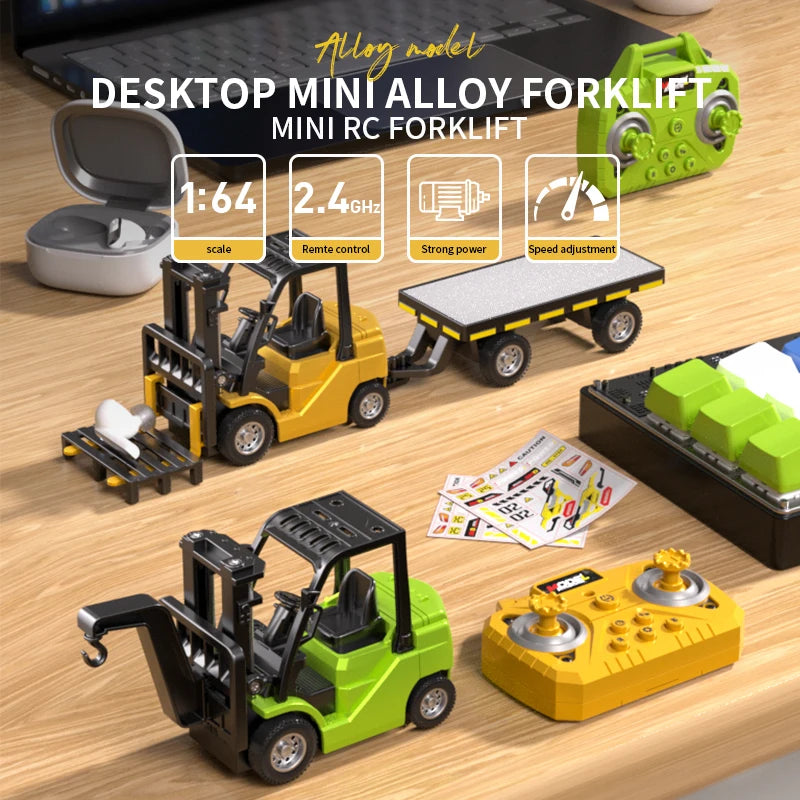 1:64 Scale Remote Control Forklift with Lights & Sound - Kids Toy & Gift