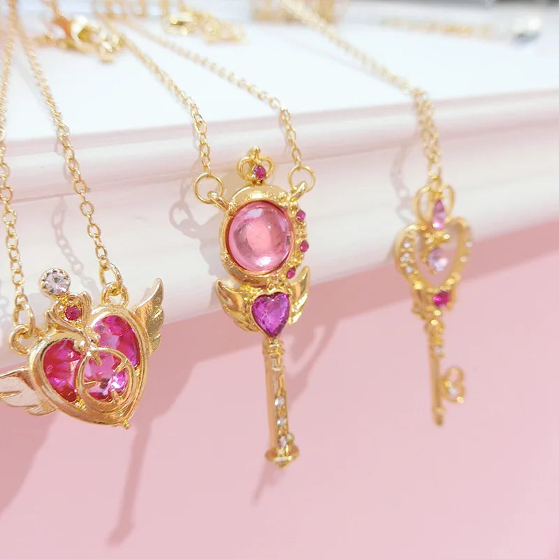 Anime Moon Necklace Set for Women and Girls - Cute Cartoon Enamel Jewelry Gift Collection