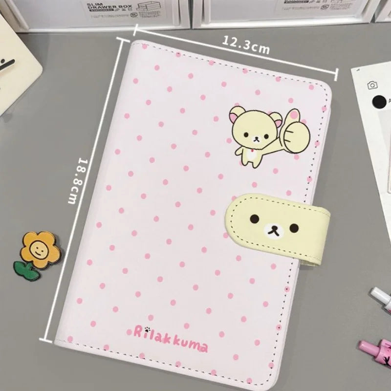Cute Rilakkuma Pink Polka Dot Notepad - Detachable A6 Loose Leaf Stationery