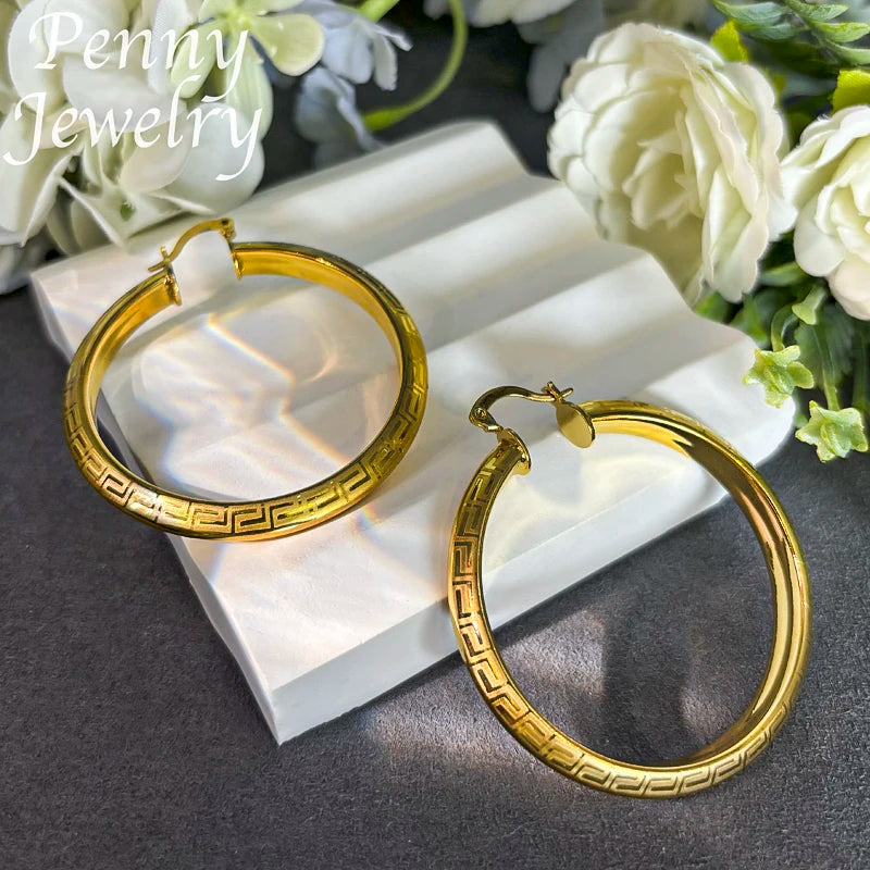 18K Gold Plated Hoop Earrings for Women Copper Circle Jewelry Gift